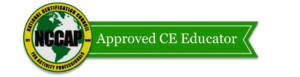 A green banner with the words " approved ce exam ".